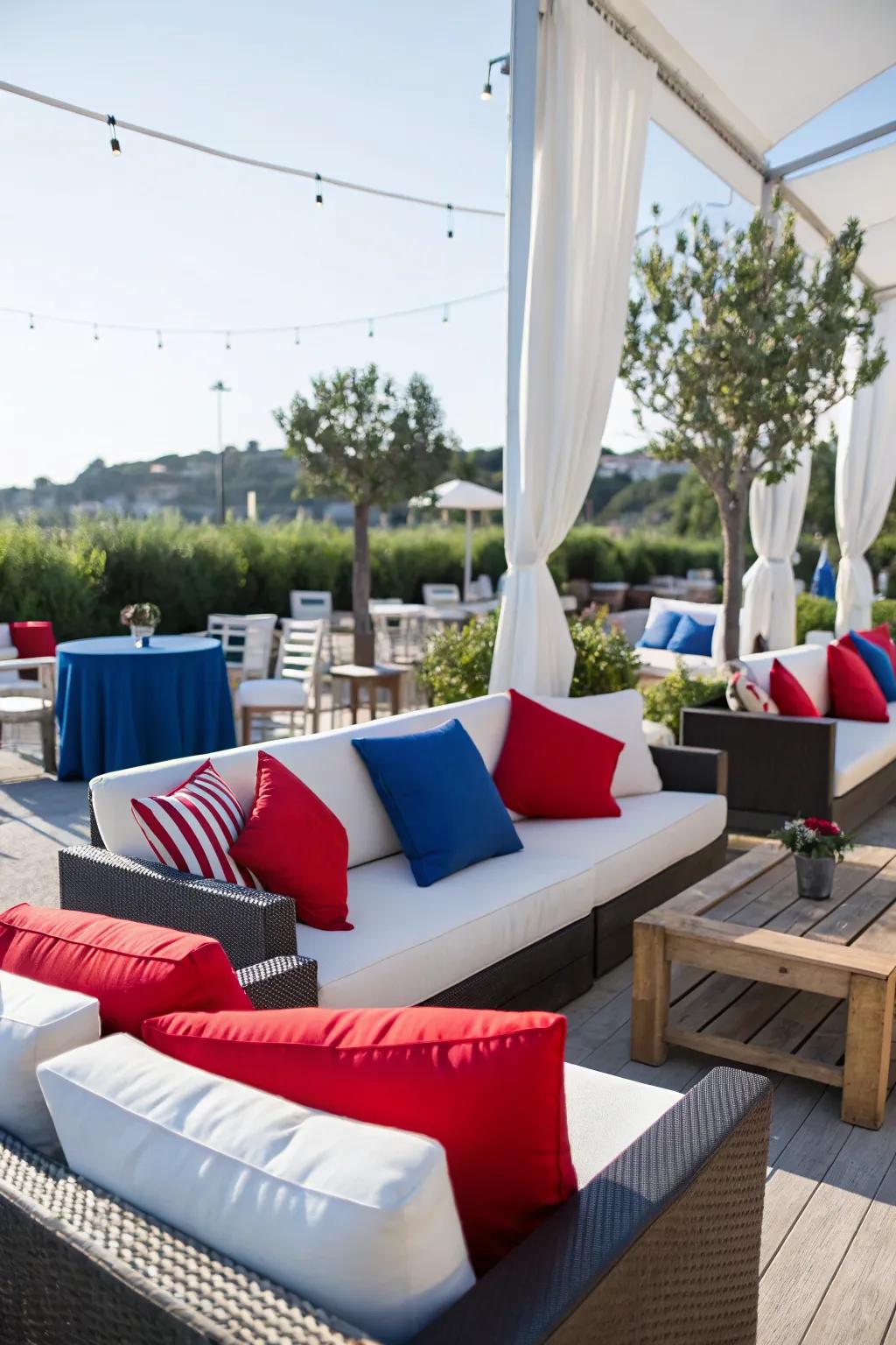 Upgrade your outdoor seating with festive cushions.