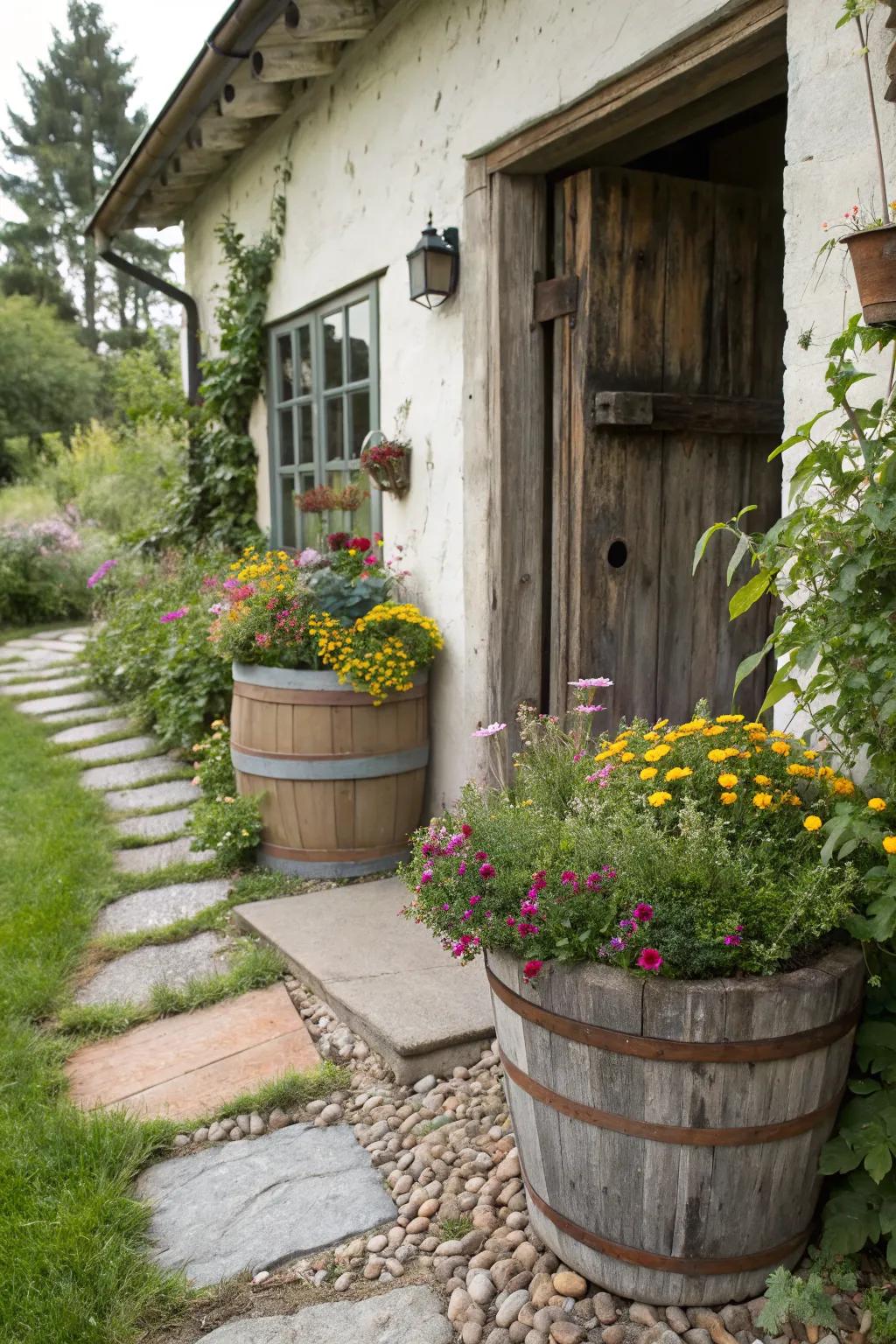 Cozy charm with rustic wooden planters