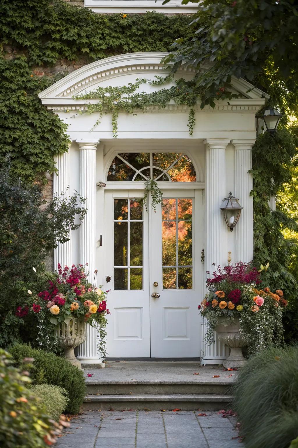 Timeless white front door providing classic elegance.