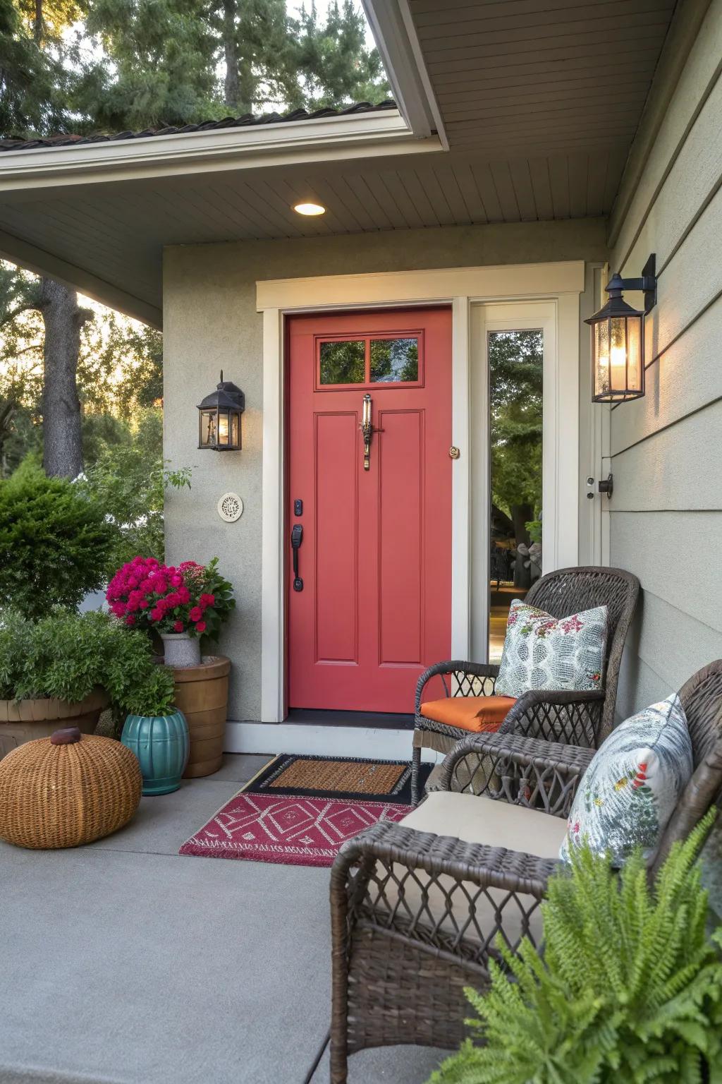 An accent color makes the patio stand out.