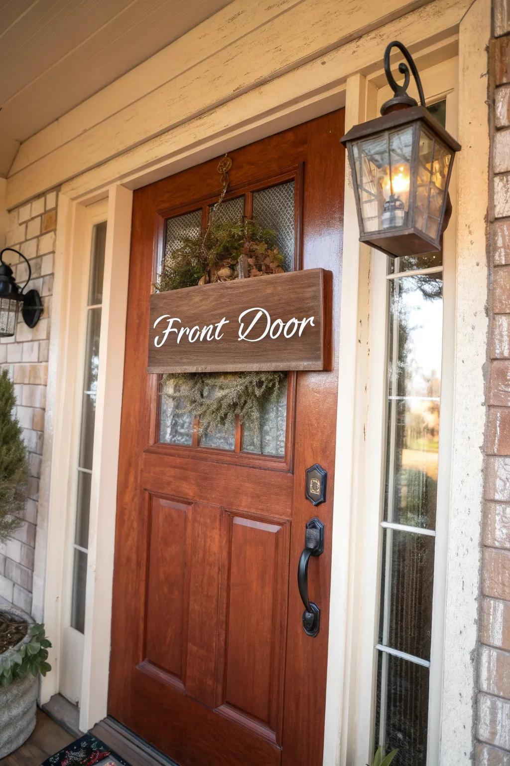 A rustic wood plaque that enhances your home's farmhouse appeal.