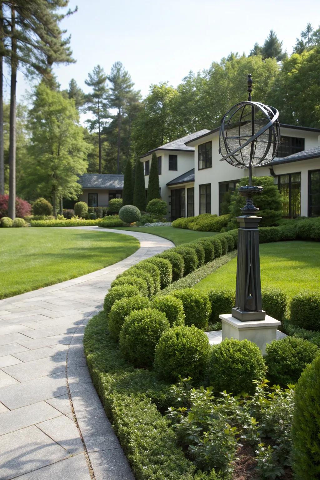 A sculpture can serve as a captivating focal point.