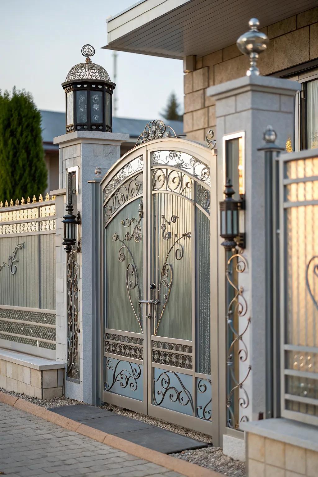 A sophisticated entrance with unique material combinations.