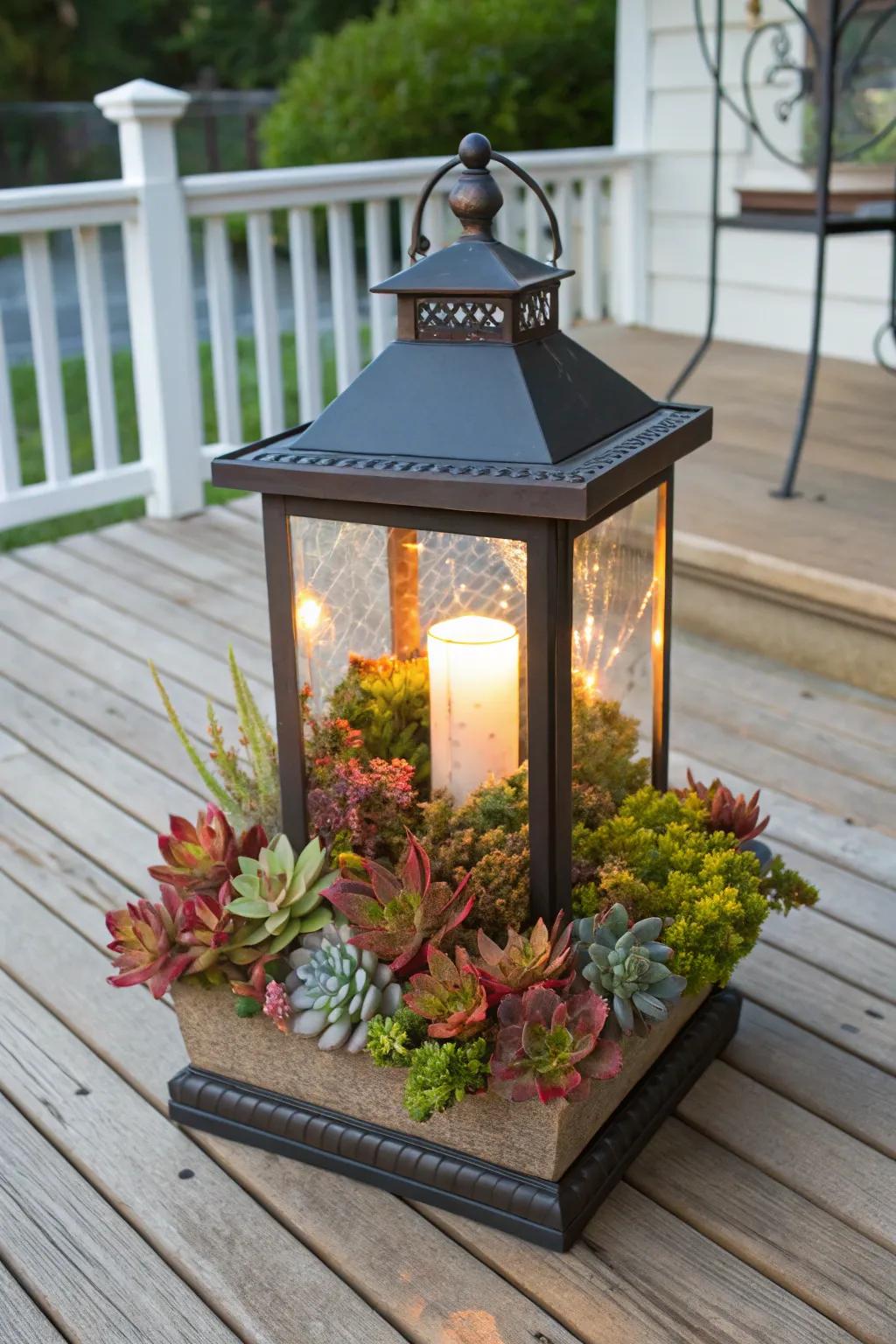 Lanterns can double as creative planters.