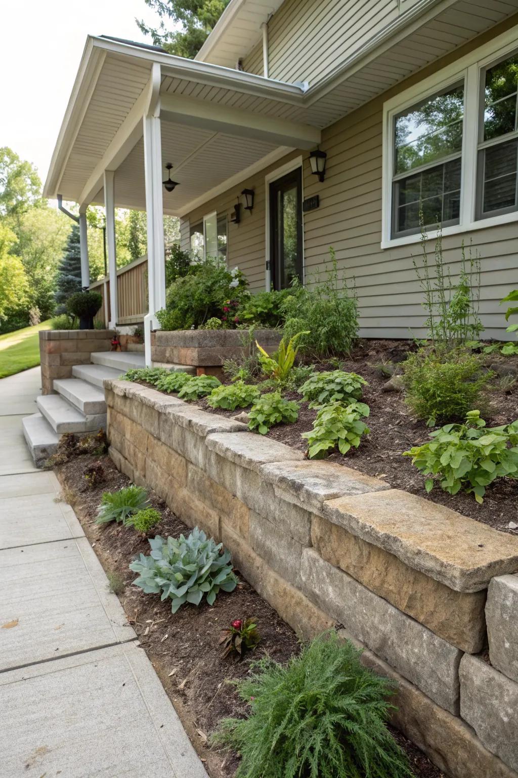 A low-maintenance retaining wall for stress-free enjoyment.
