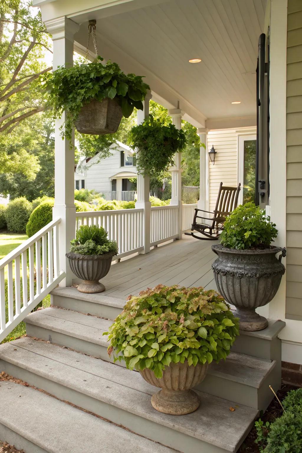 Oversized urns make a bold, lush statement.