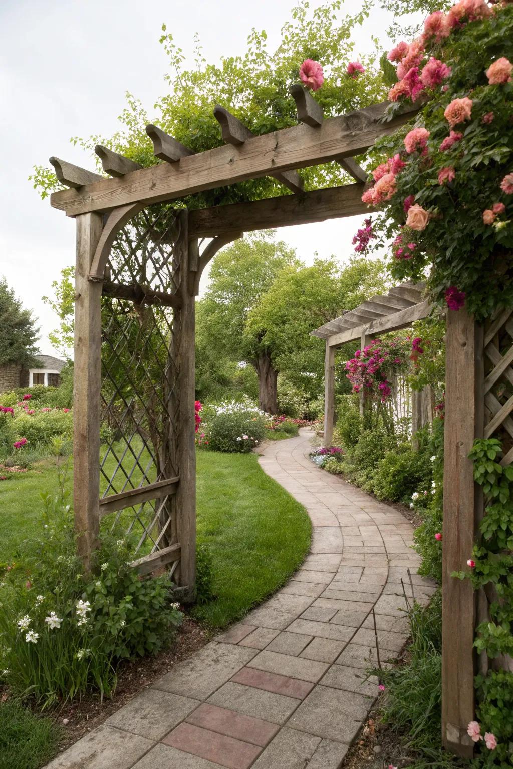 Arbor entrances add romance and function as dividers.