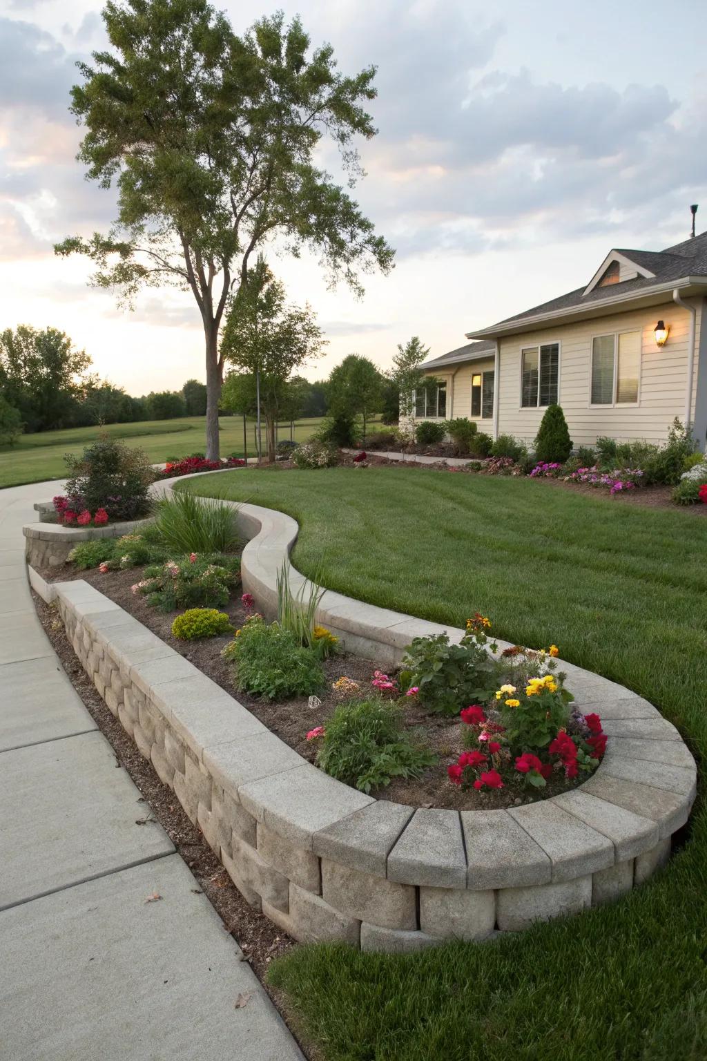 Concrete curbing offers a durable and customizable edging solution.