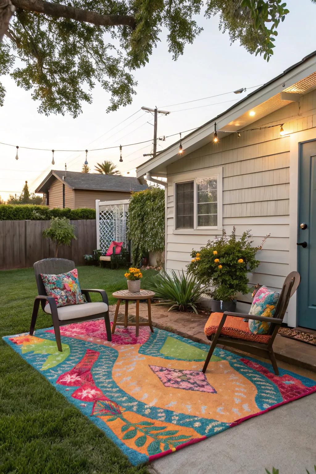 An outdoor rug adds style and comfort to your space.