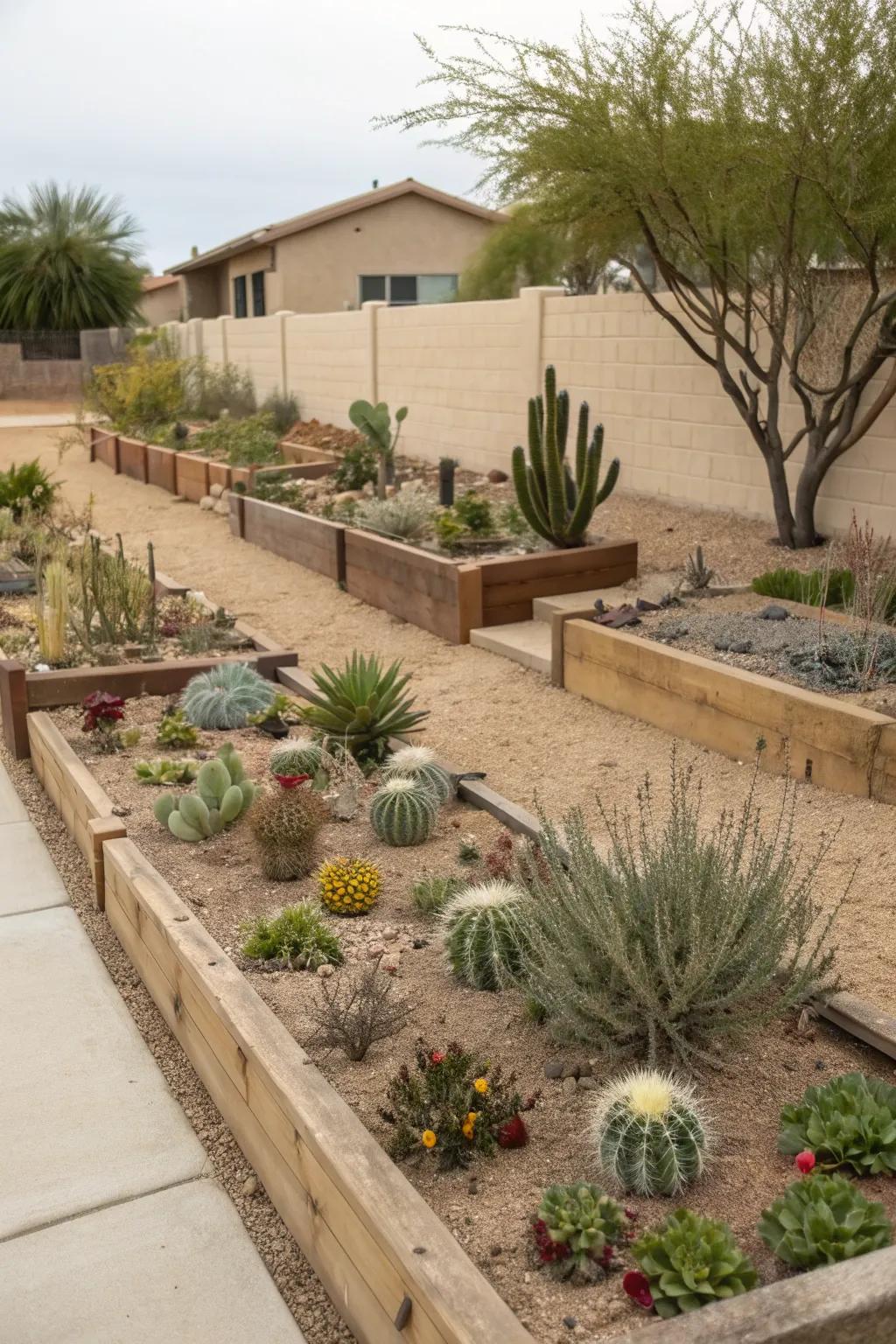 Layered planting adds depth to an Arizona front yard.
