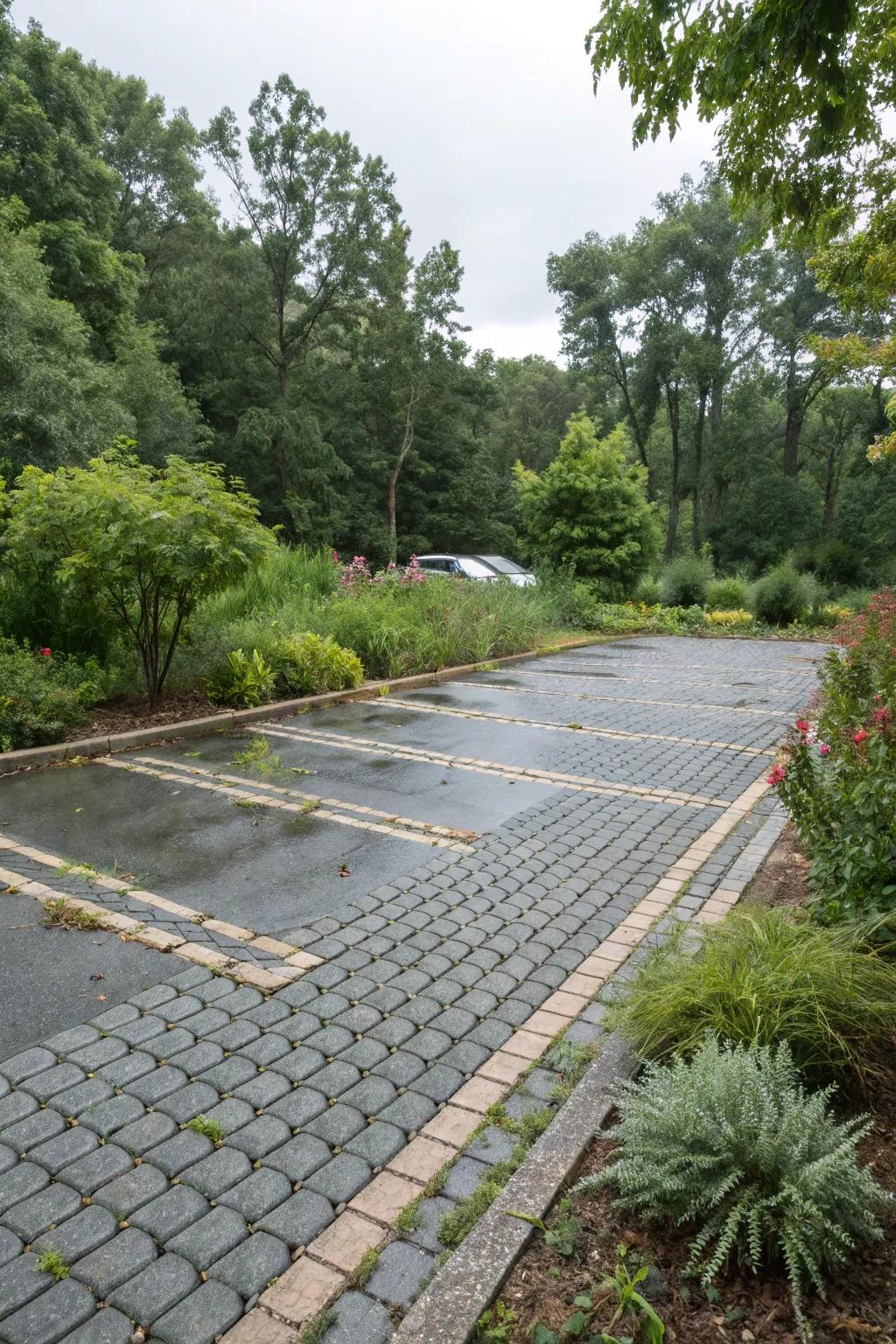 Permeable pavers providing a sustainable and practical solution.