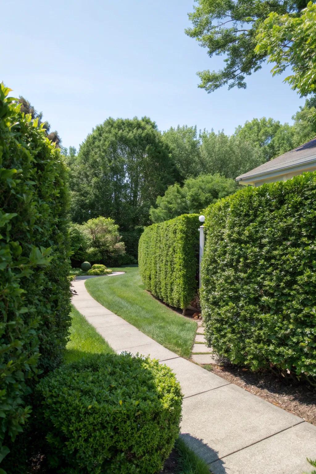 Dense shrubs provide a natural and effective privacy solution.