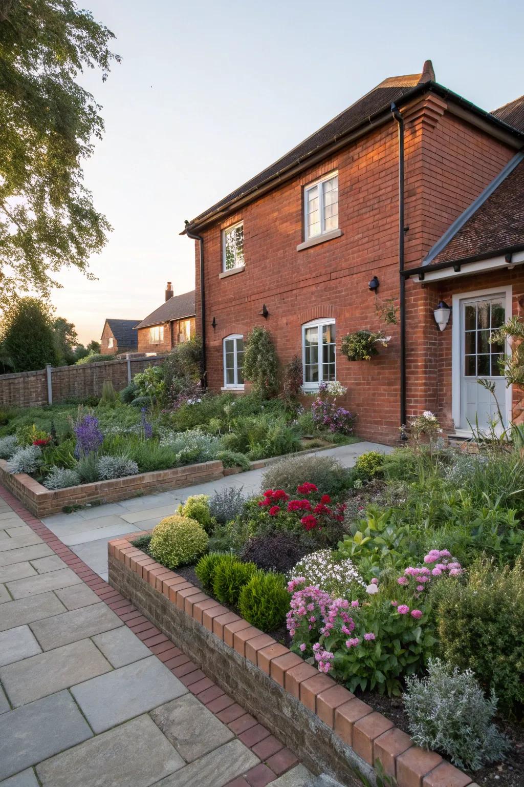 Garden borders add structure and elegance to this landscaping design.