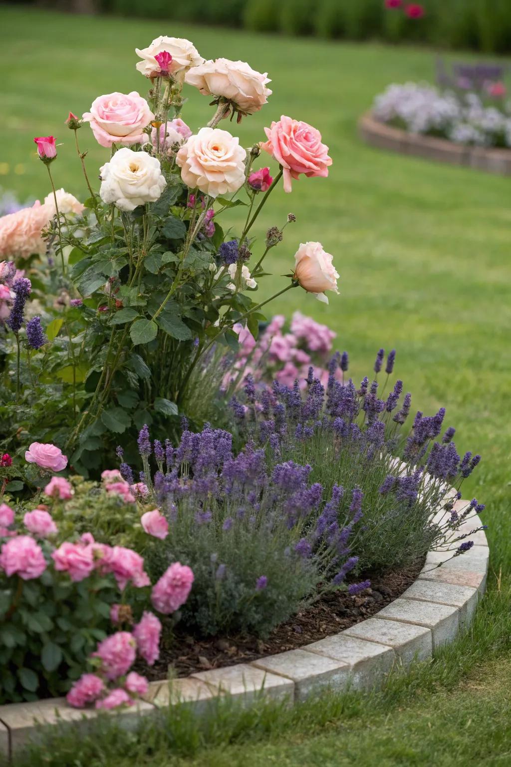 Fragrant flowers create a sensory experience in this flower bed.