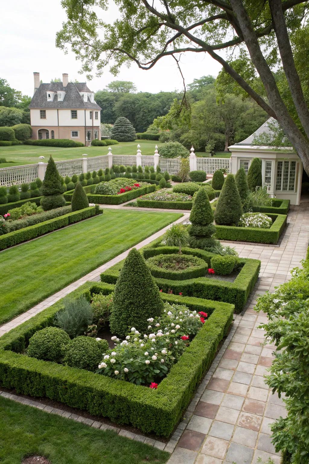 Achieve elegance with formal garden elements.