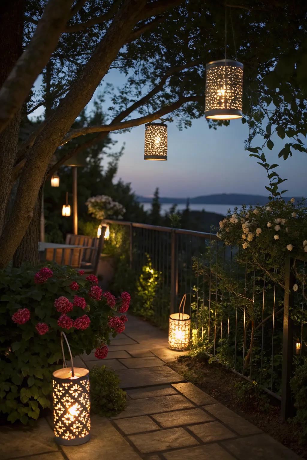Illuminate your garden with tin can lanterns.