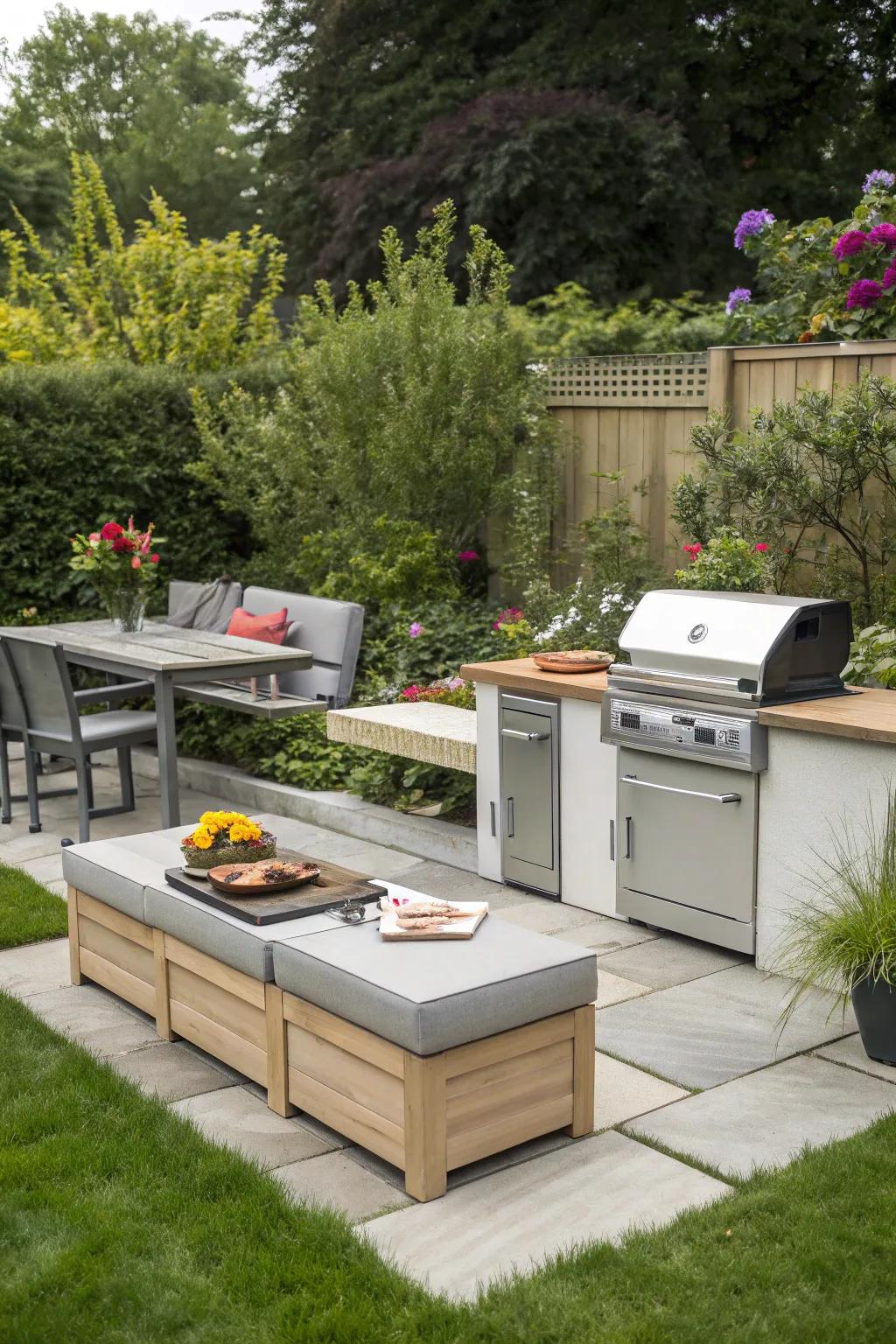 Smart furniture solutions keep your barbecue area tidy.