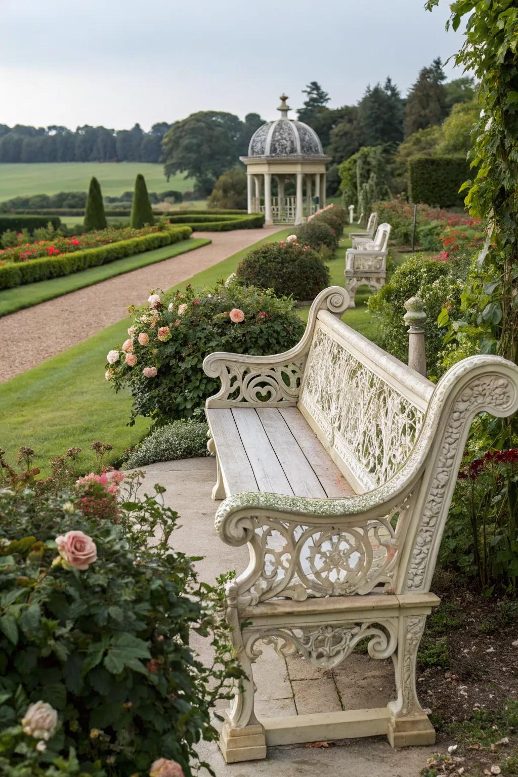 Victorian elegance in a beautifully detailed garden bench.