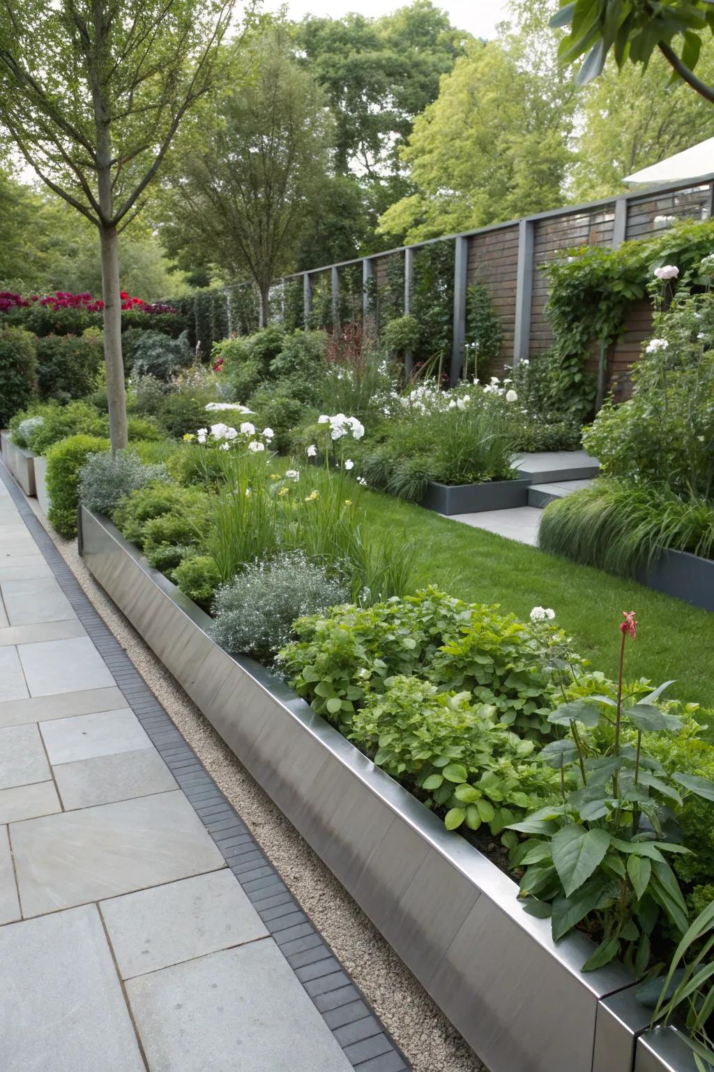 Steel edging adds a sleek, modern flair to gardens.