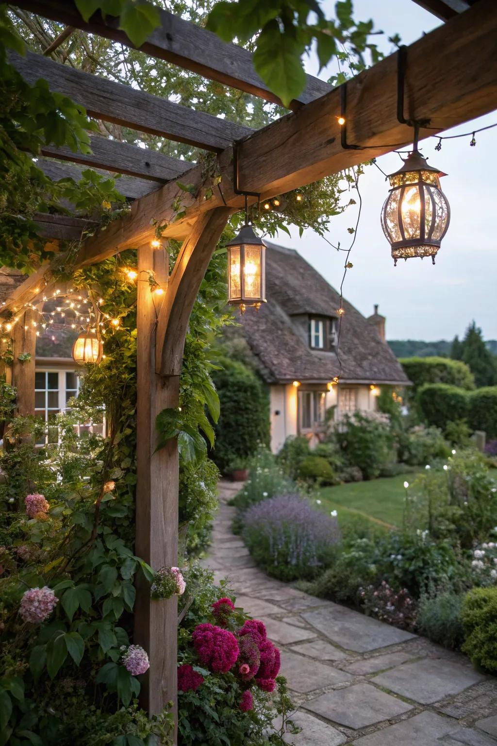 Create a romantic space under your pergola.