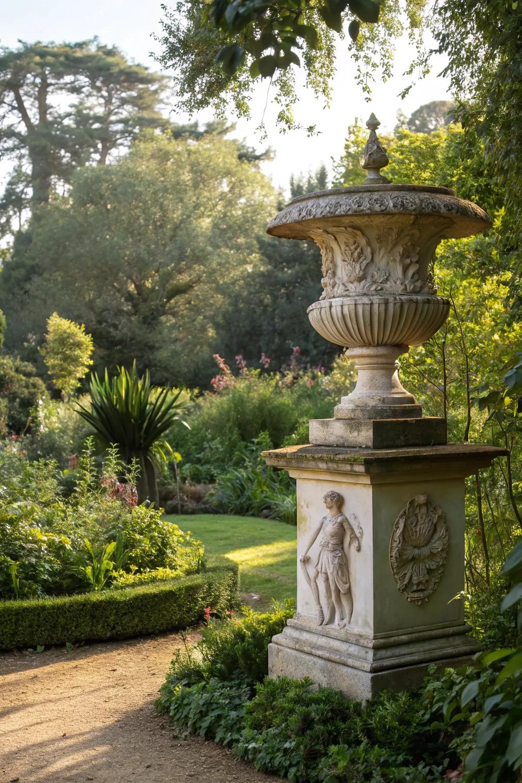 Pedestals give sculptures a place of honor and visibility in your garden.