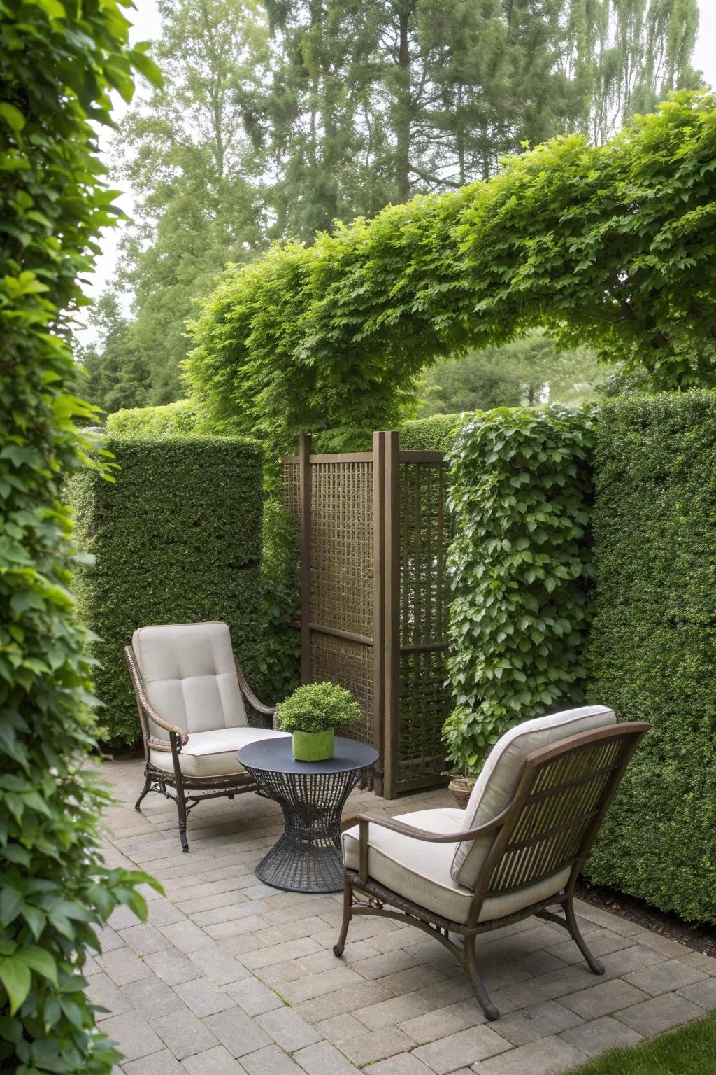 Privacy elements create a secluded oasis in your garden.