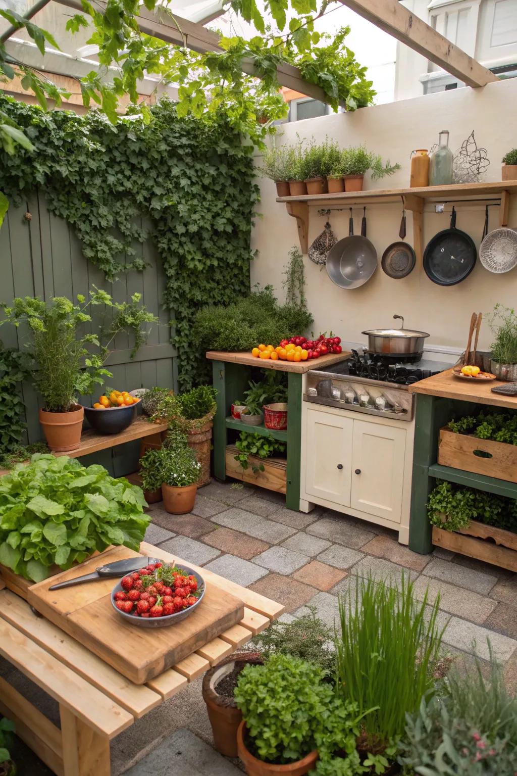 A garden workshop designed for culinary creativity and fresh ingredients.