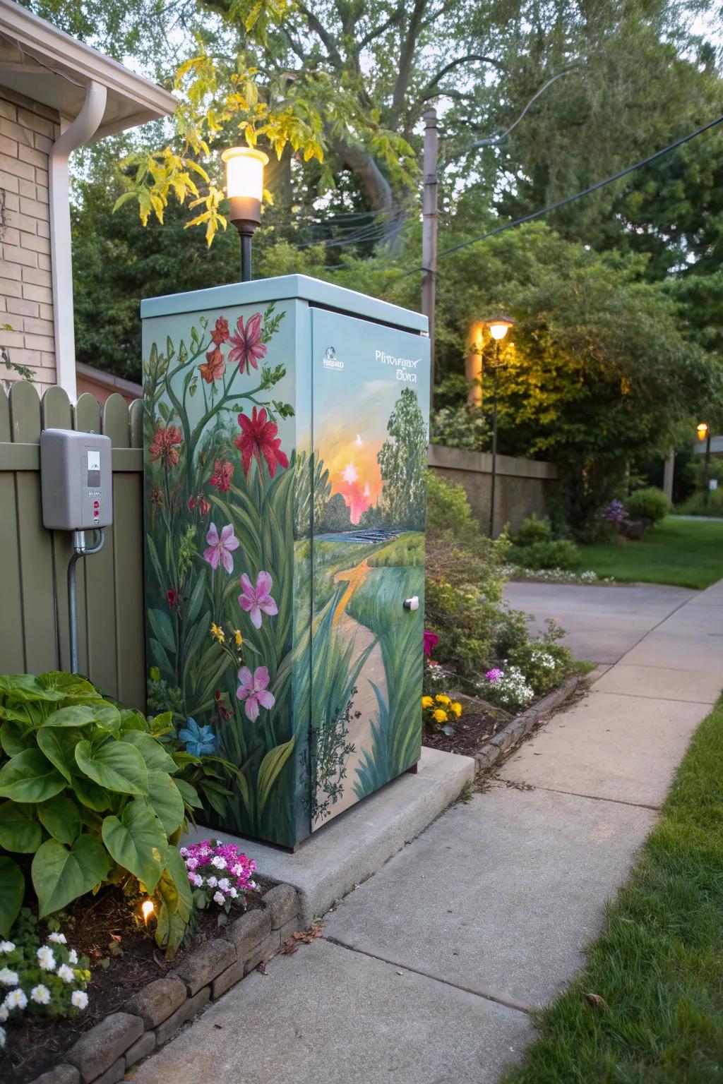 Artistic murals transform utility into art.