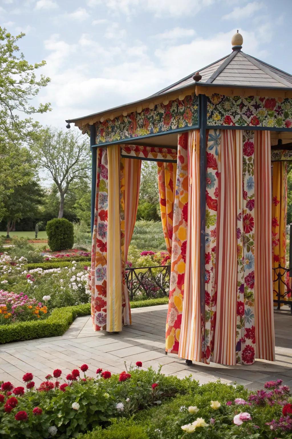 Bold patterns can bring personality and life to your gazebo decor.