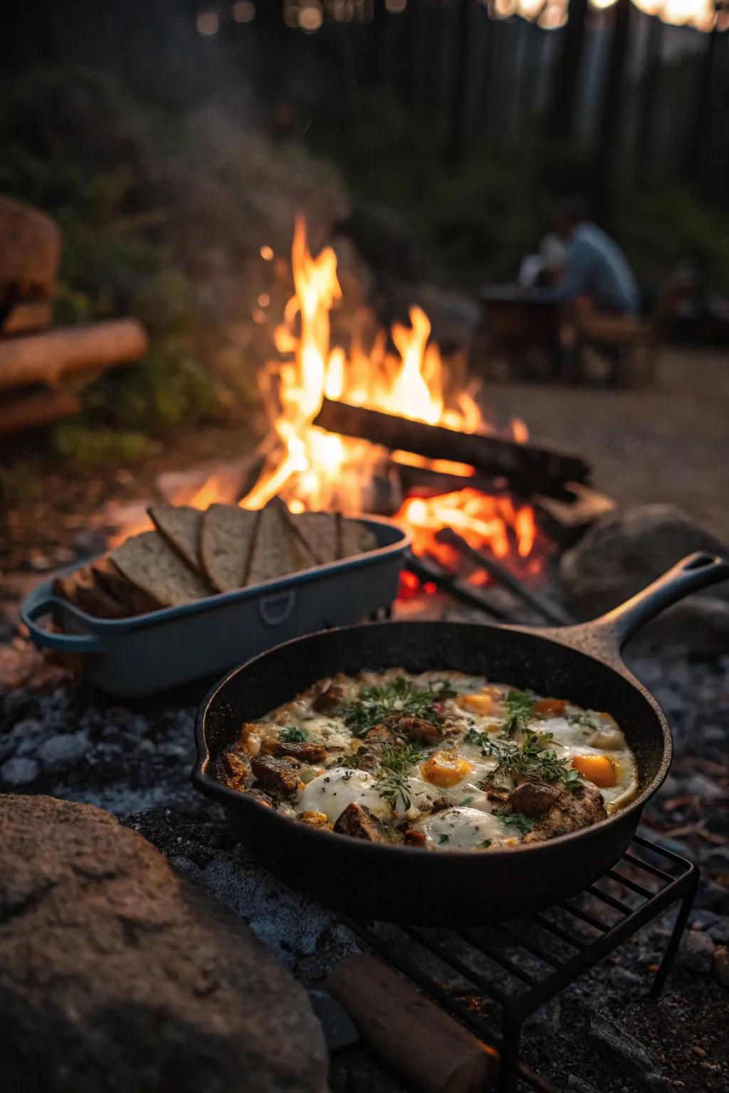 Delight in a gourmet campfire meal.