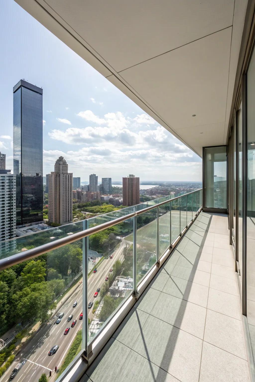 Glass railings on balconies enhance space and views.