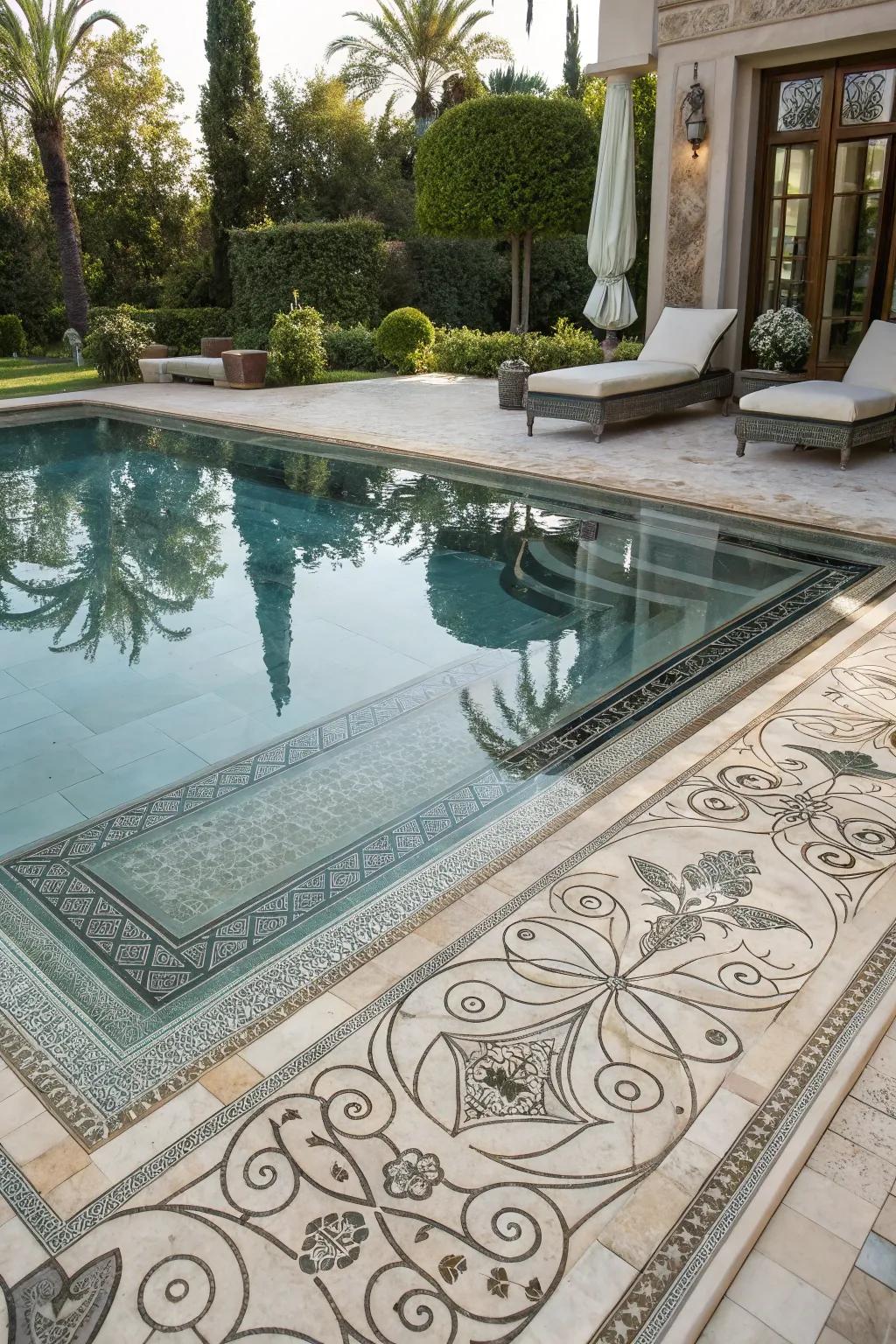 Luxury glass tiles add sophistication to your pool.