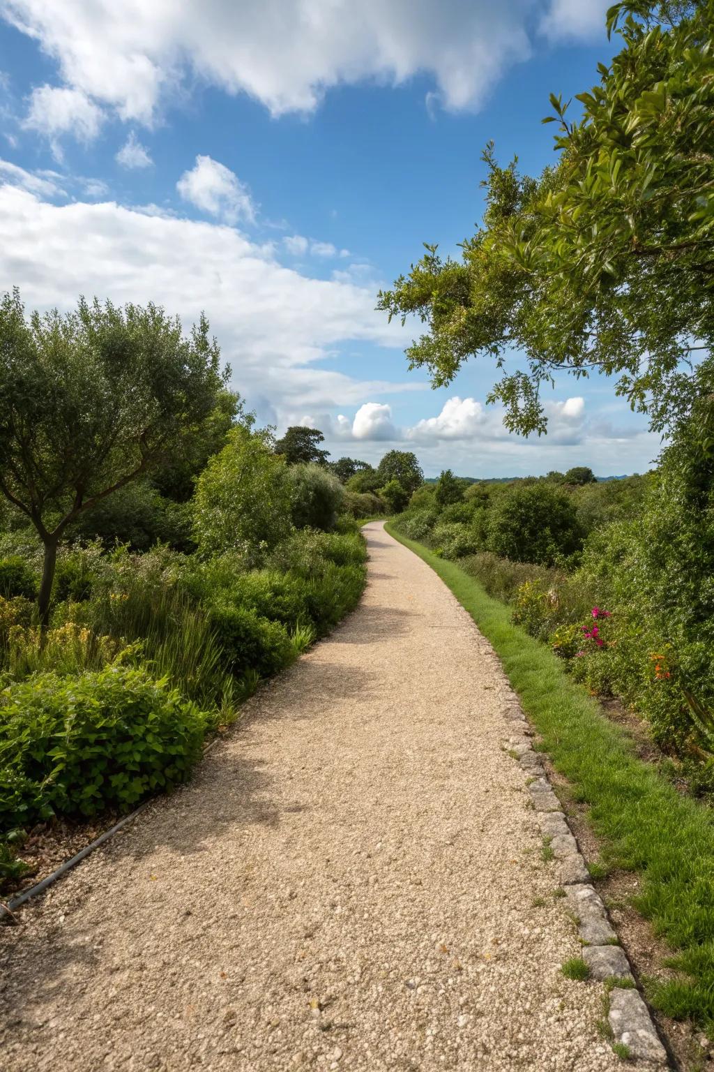An eco-friendly gravel path that respects nature and enhances beauty.