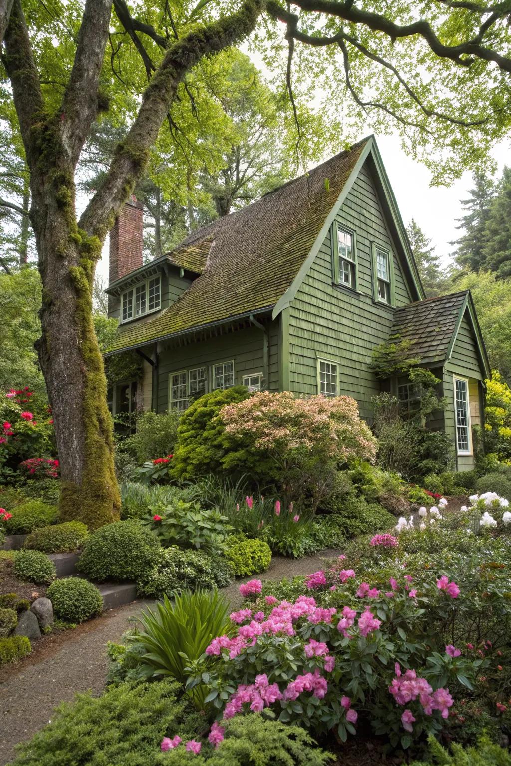 Mossy green exteriors bring a touch of the forest to your home.