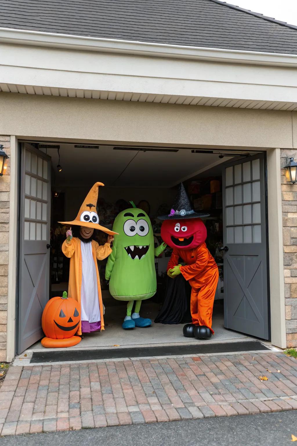 Cartoon characters join the Halloween fun.