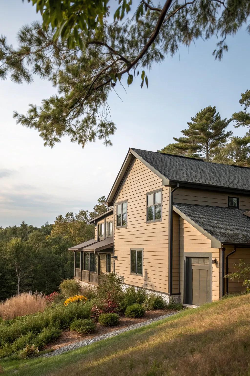 Natural hues enhance harmony between home and environment.