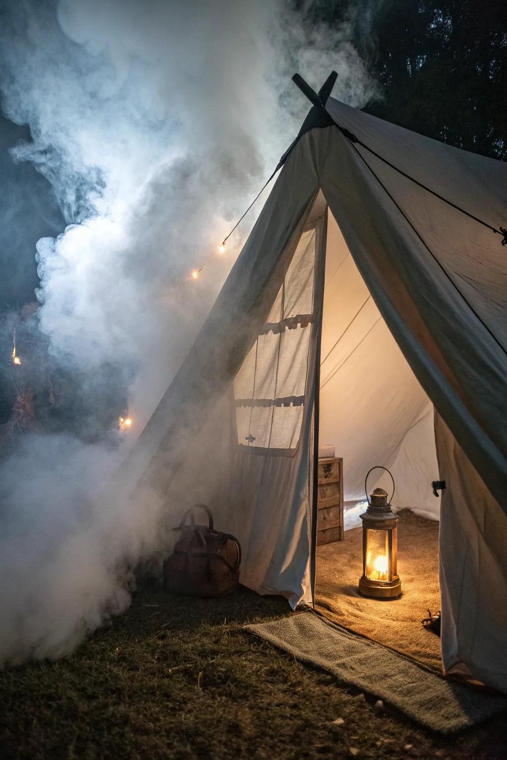 A foggy atmosphere adds magic and mystery to your tent.