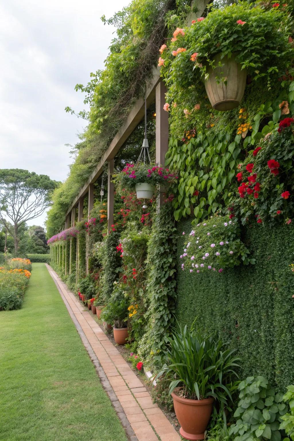 Enhance your space with creative vertical garden hedges.