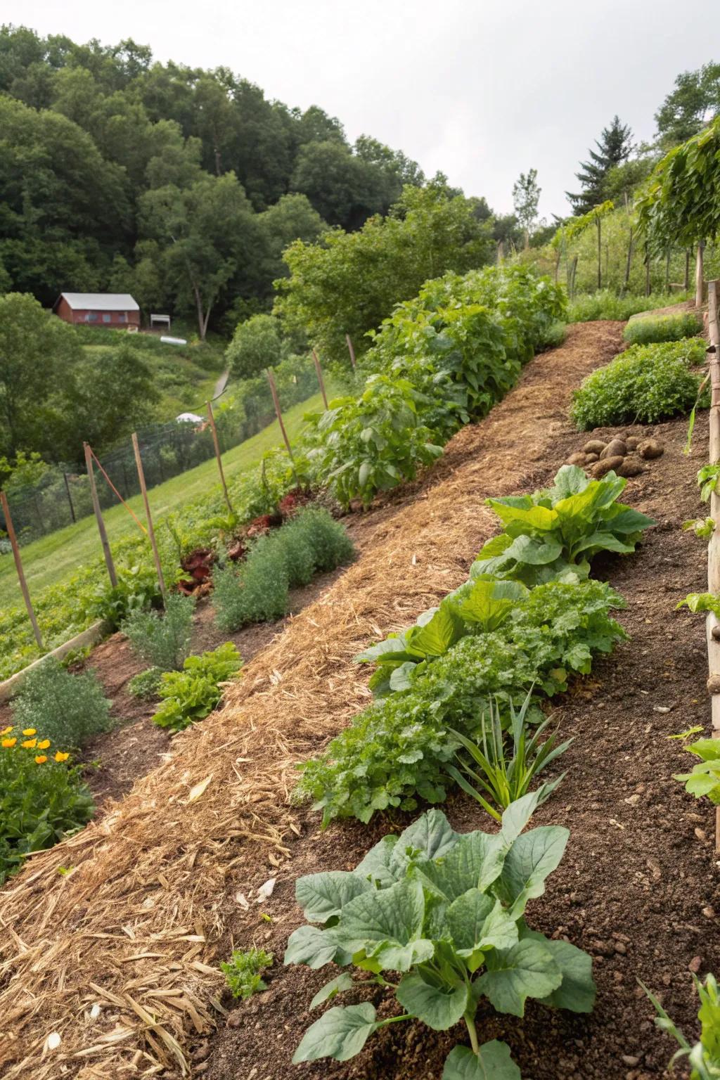 Mulch helps retain moisture and reduce soil erosion.