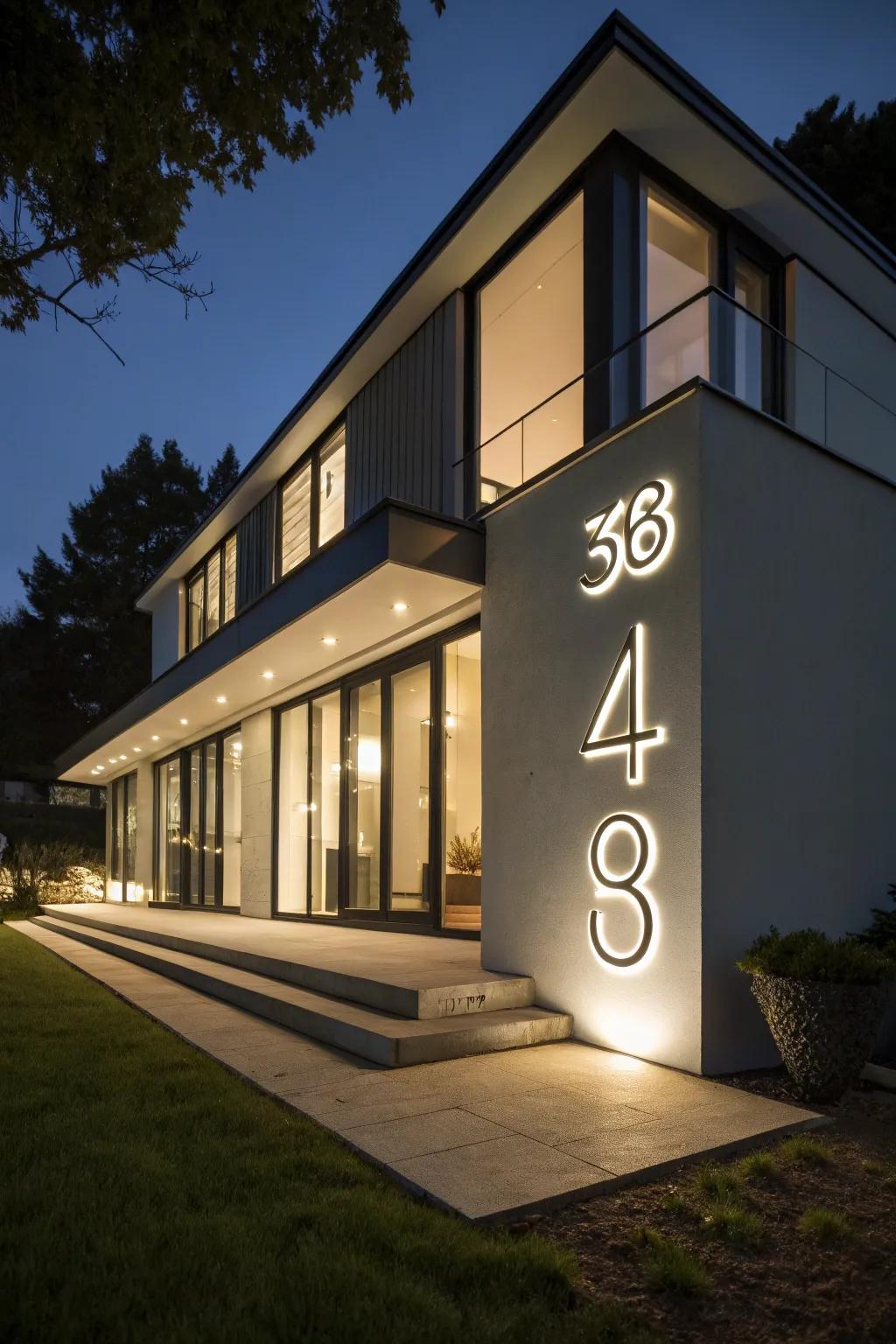 Integrated lighting keeps house numbers visible at all hours.