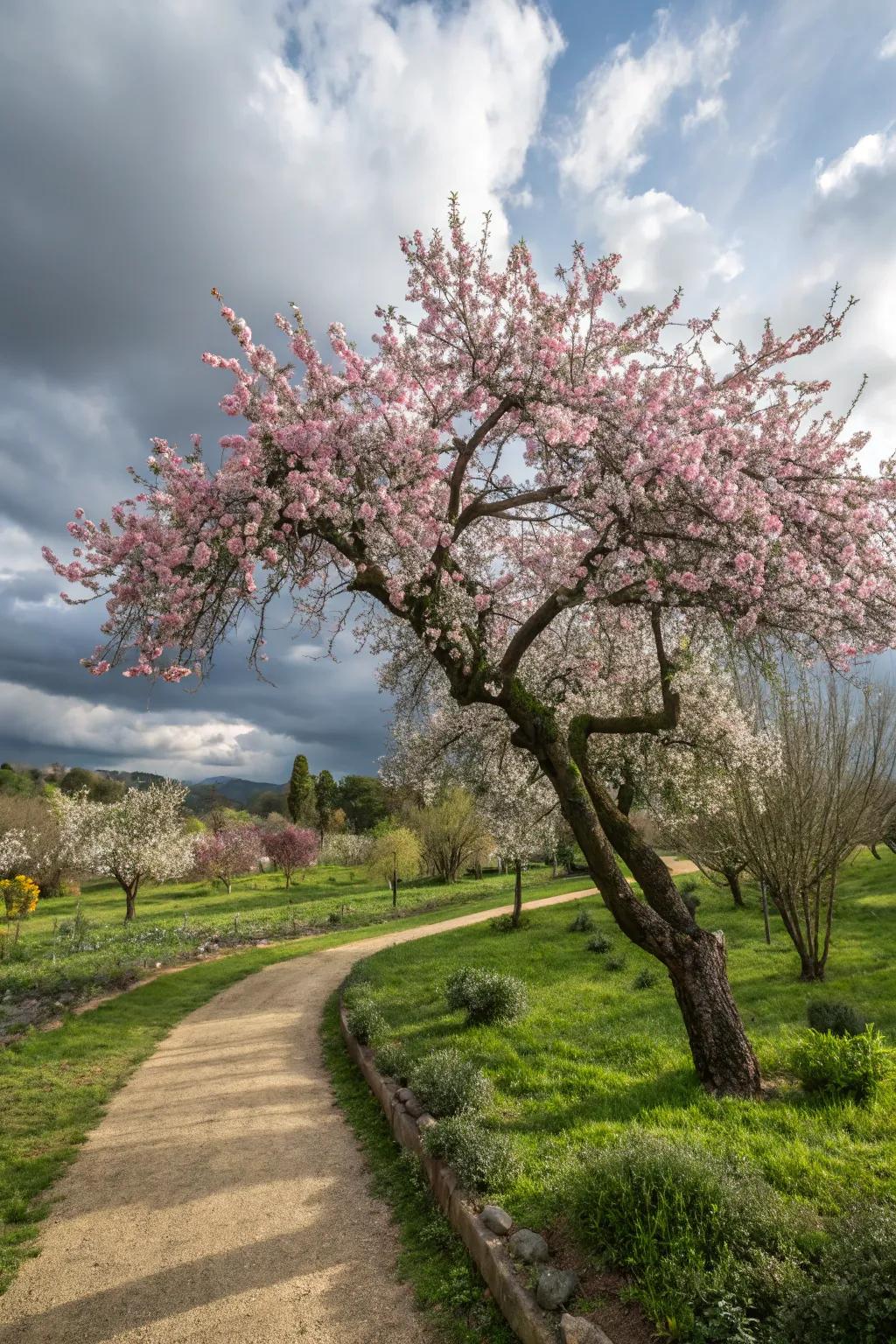 A beautiful fruit tree creating a focal point in the garden