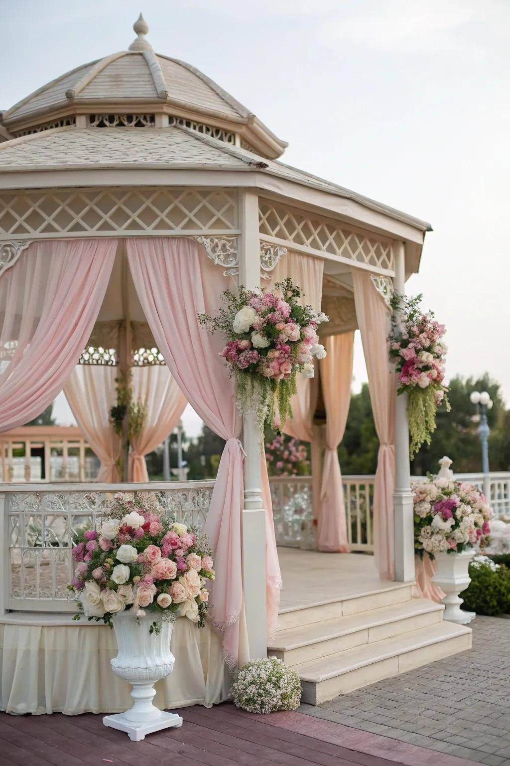 A harmonious color theme weaving through the gazebo.