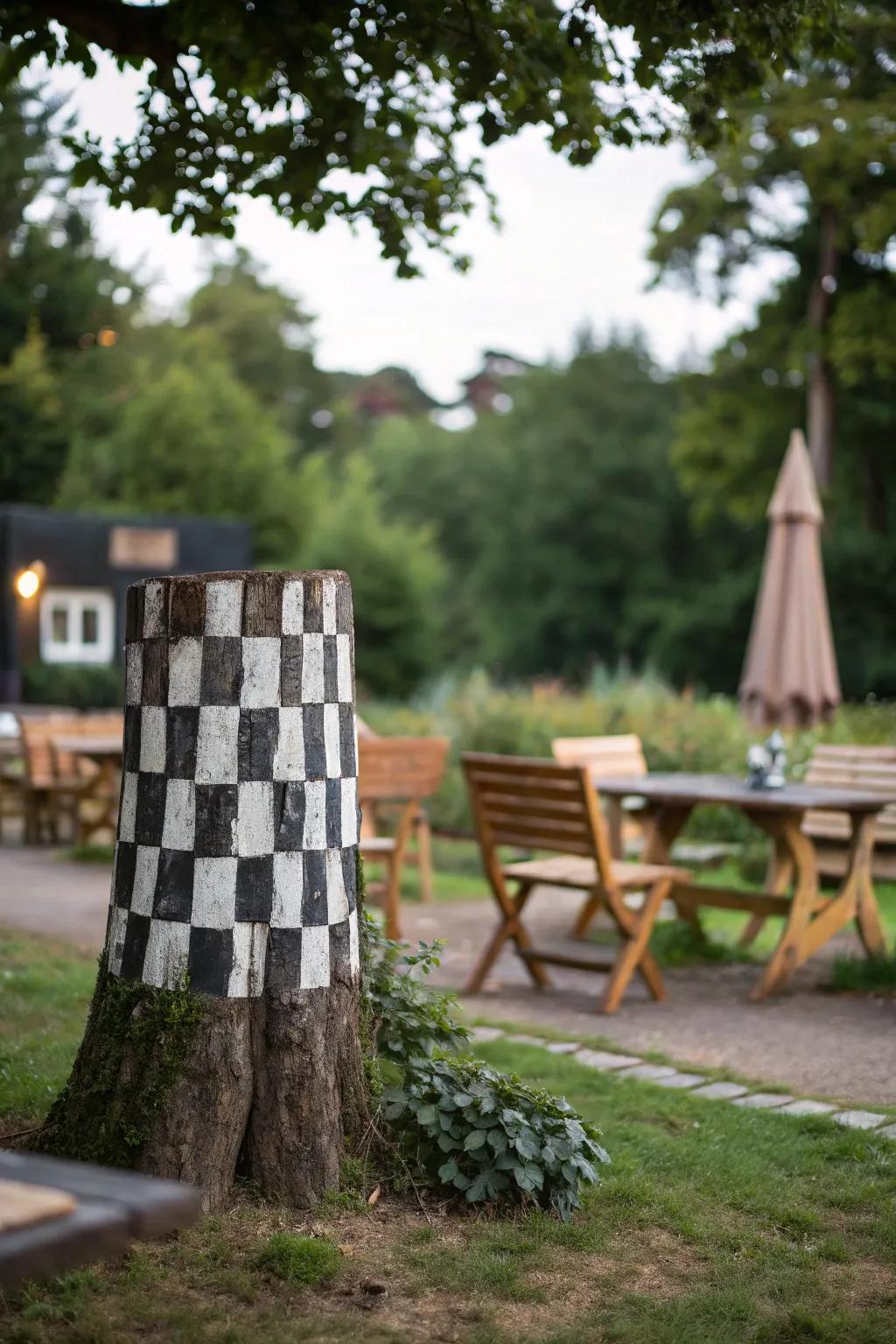Bring fun to the garden with a board game tree stump.
