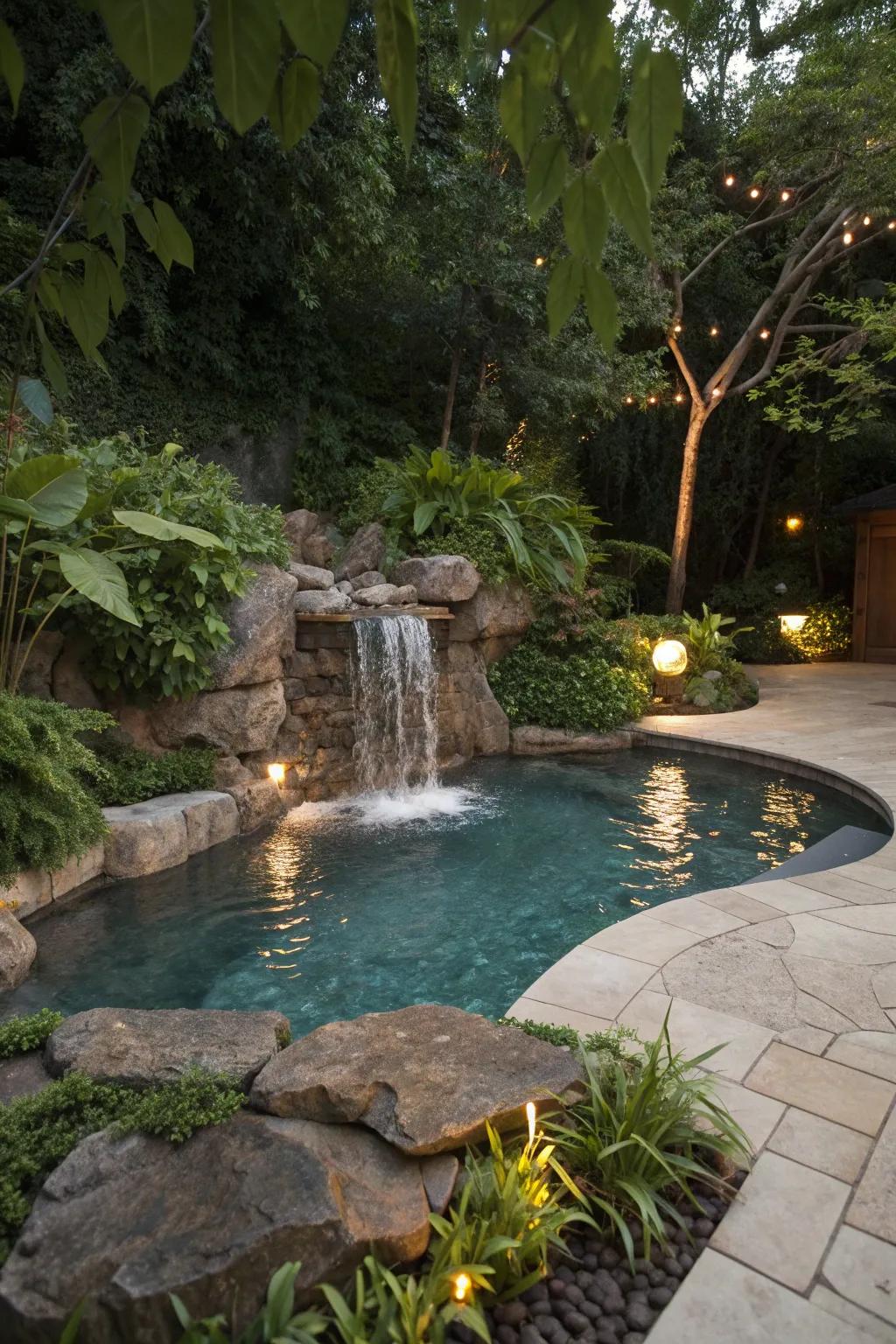Add an element of tranquility with beautiful water features.