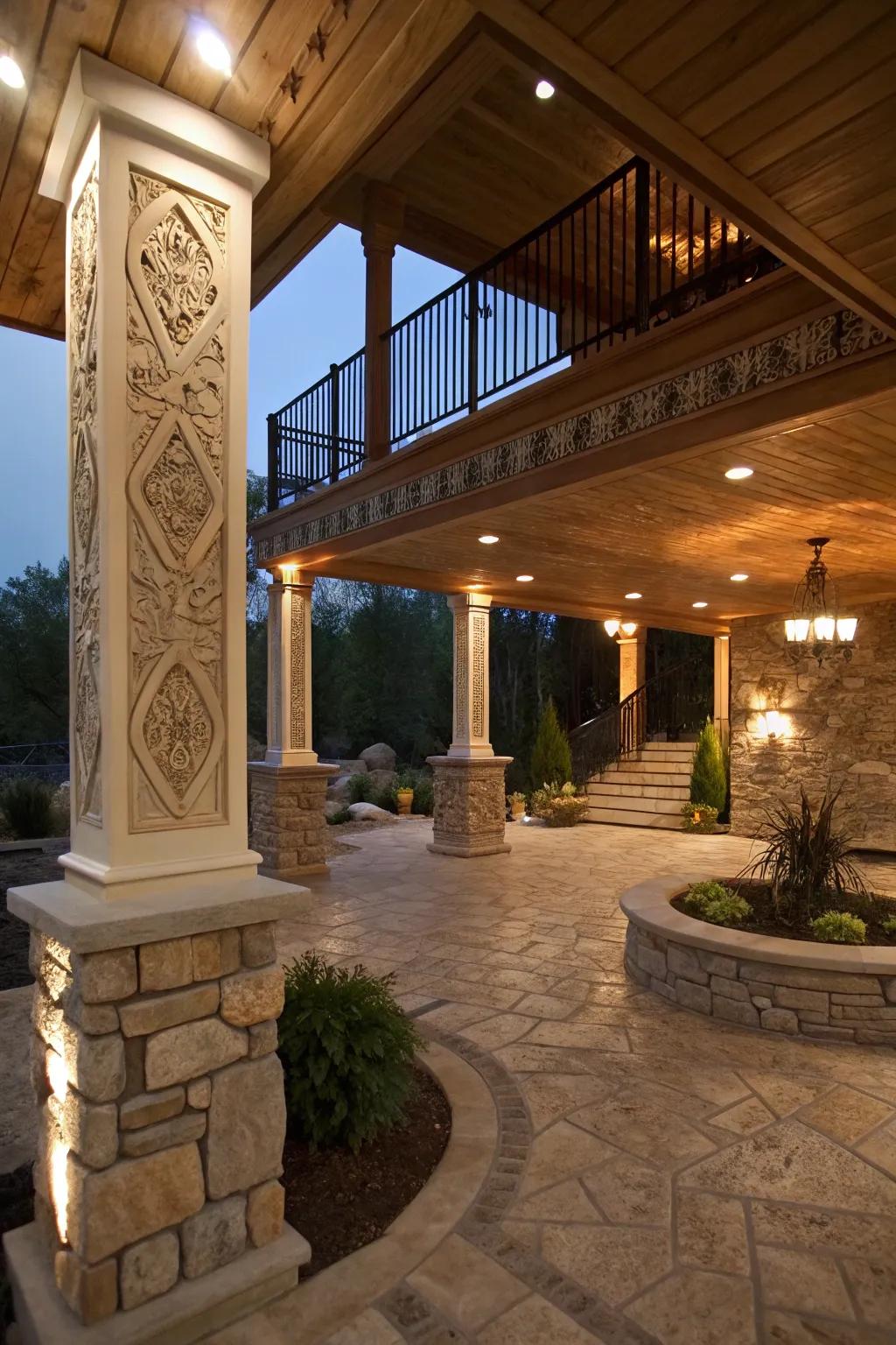 Enhance your under deck space with chic decorative stonework.
