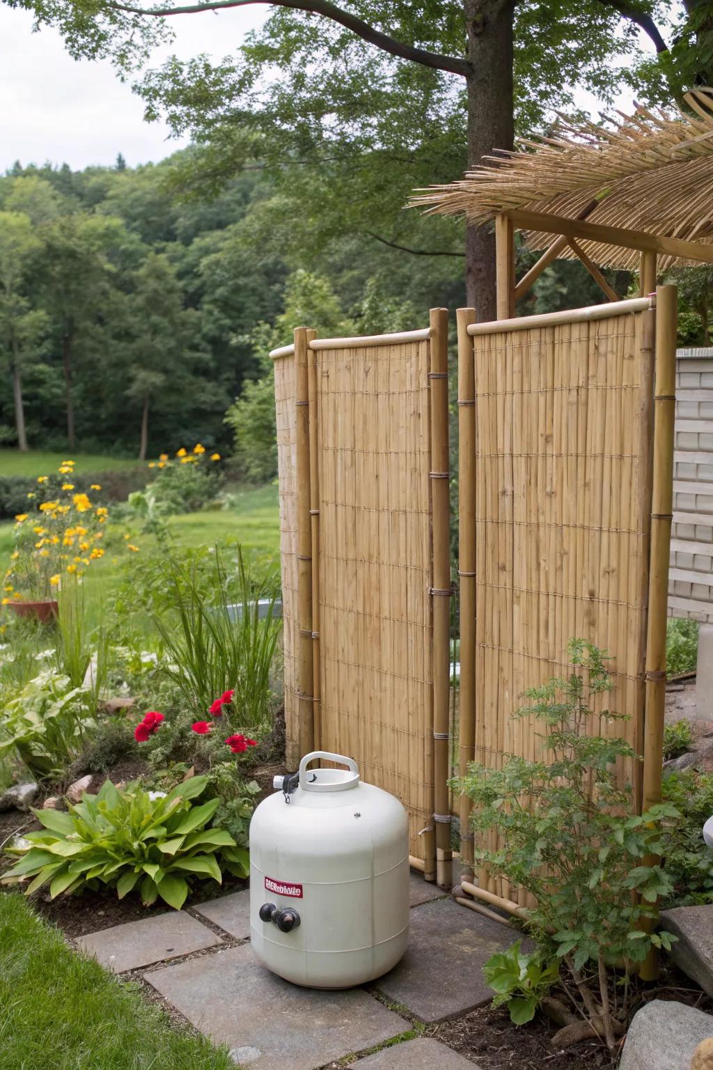 Bamboo screens offer a stylish and sustainable concealment option.