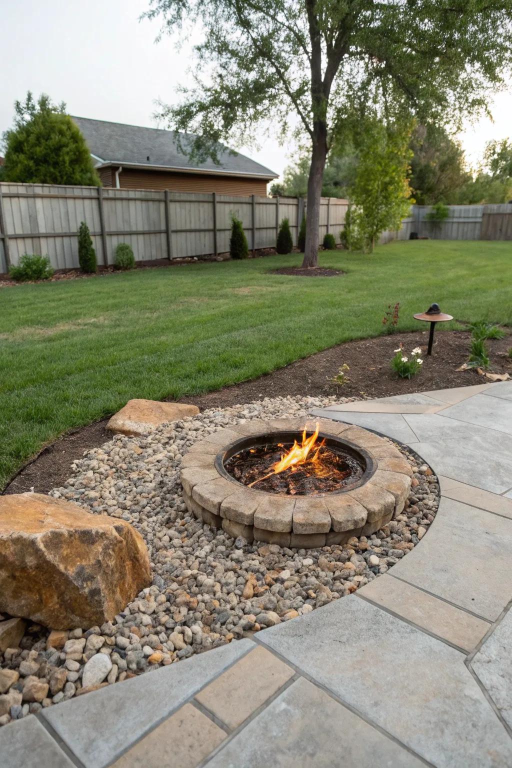 Enhance your fire pit with a decorative gravel surround.