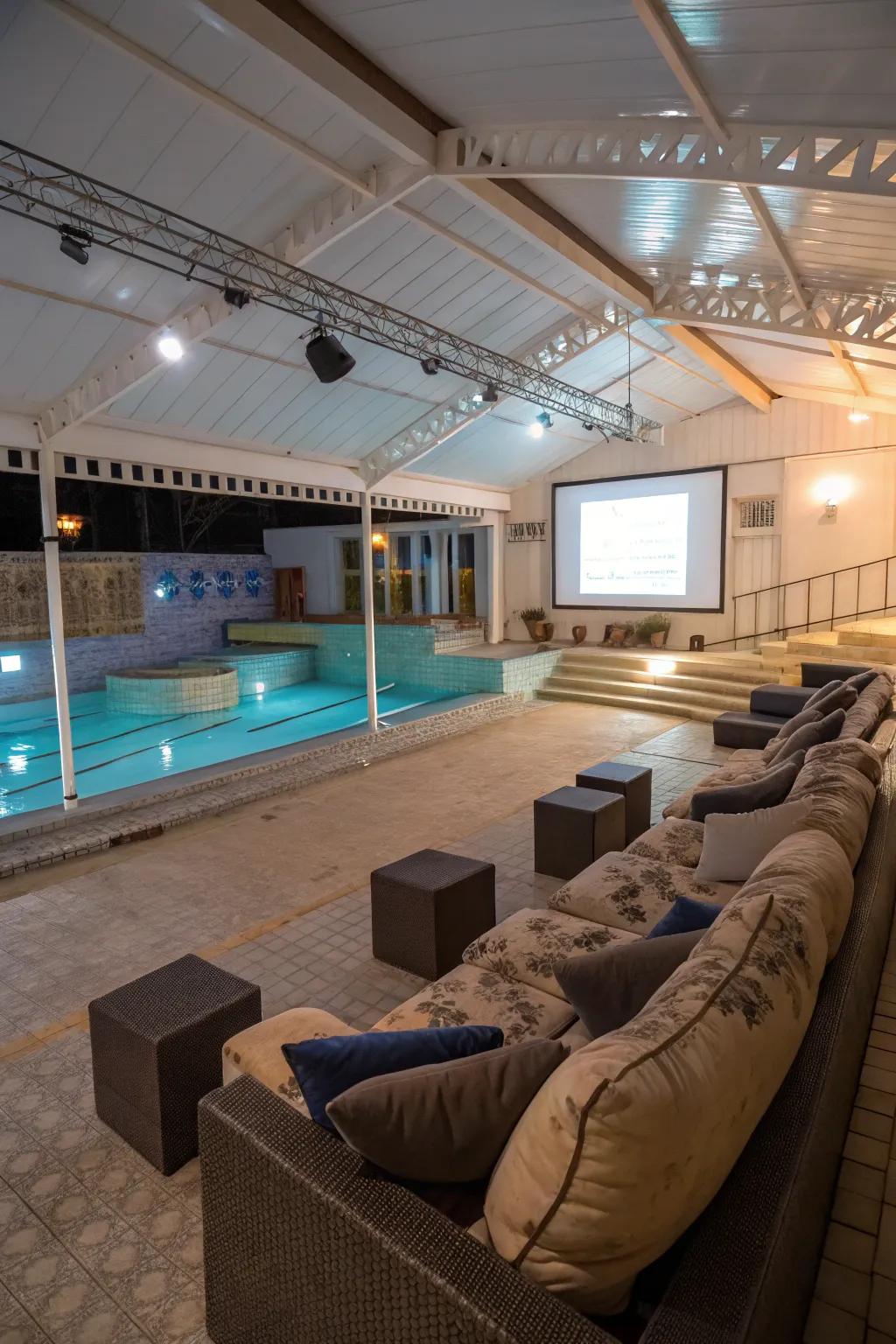 A versatile covered entertainment area where a pool once was.