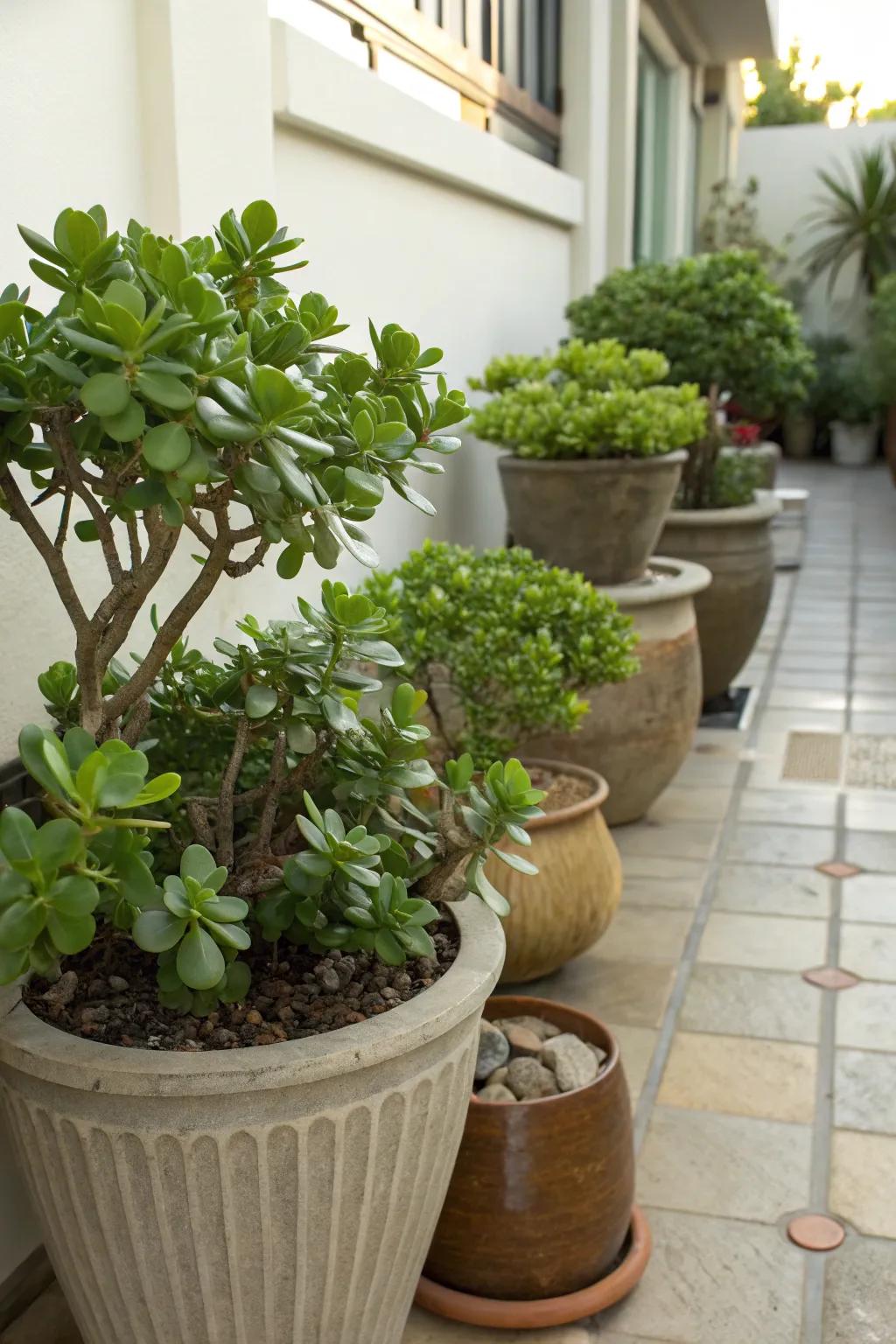 Craft a cozy corner with patio jade plants.
