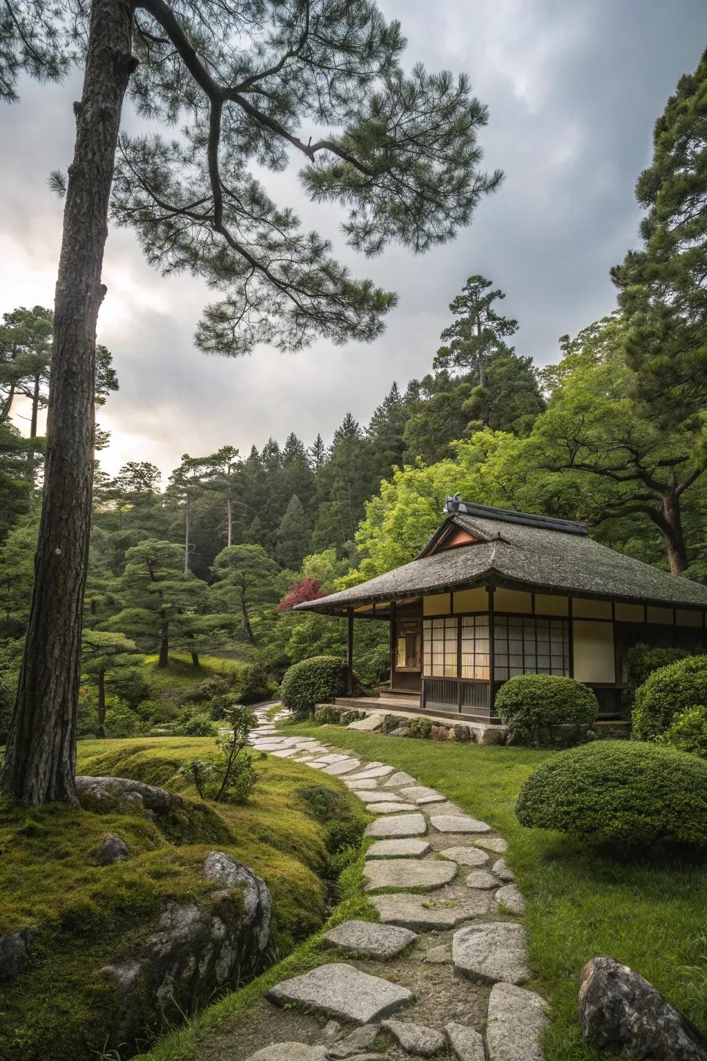 A tea house provides a tranquil escape within your garden.